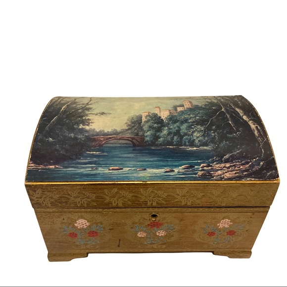 Vintage Florentine Chest Style Musical Jewelry Box! Made in Japan! - Picture 1 of 10